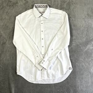 Robert Graham White Paisley Button Down Long Sleeve Men's XL 100% Cotton